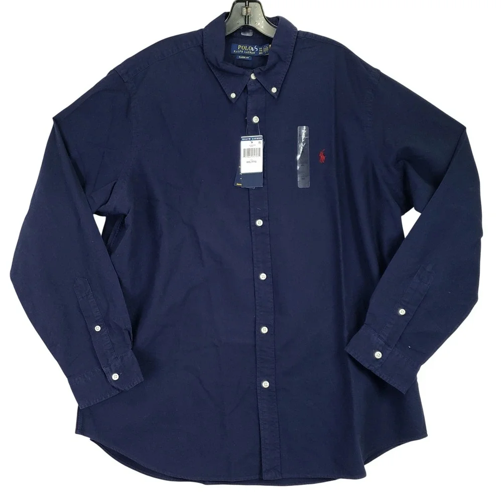 Polo Ralph Lauren Classic Fit Button Down Mens XXL Navy Blue Preppy Designer
